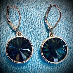 Swarovski Silver and Emerald Earrings